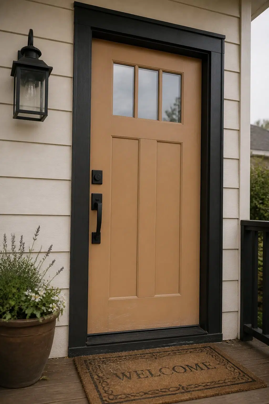bold front door featuring Caramelized by Sherwin-Williams