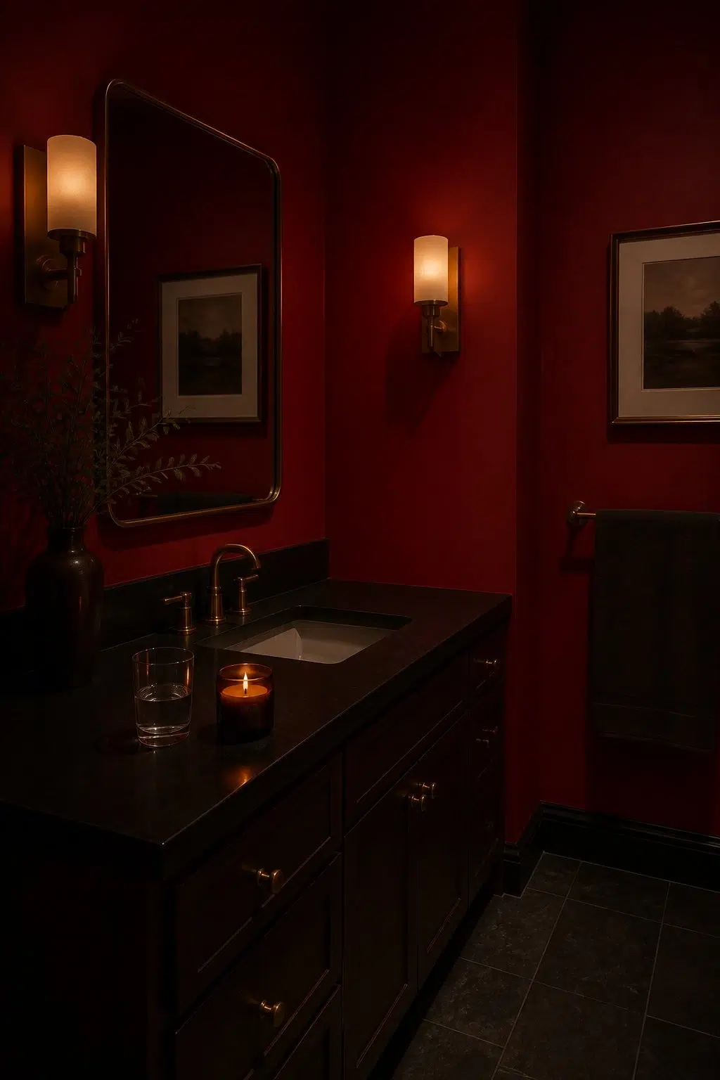 Cardinal — moody bathroom