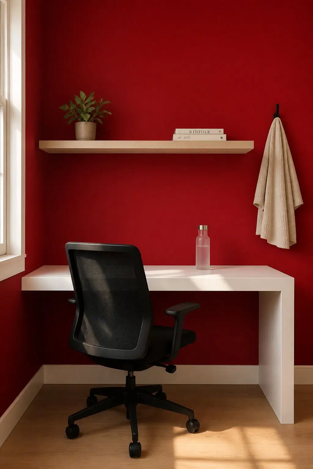 Sherwin-Williams Cardinal in a minimalist home office