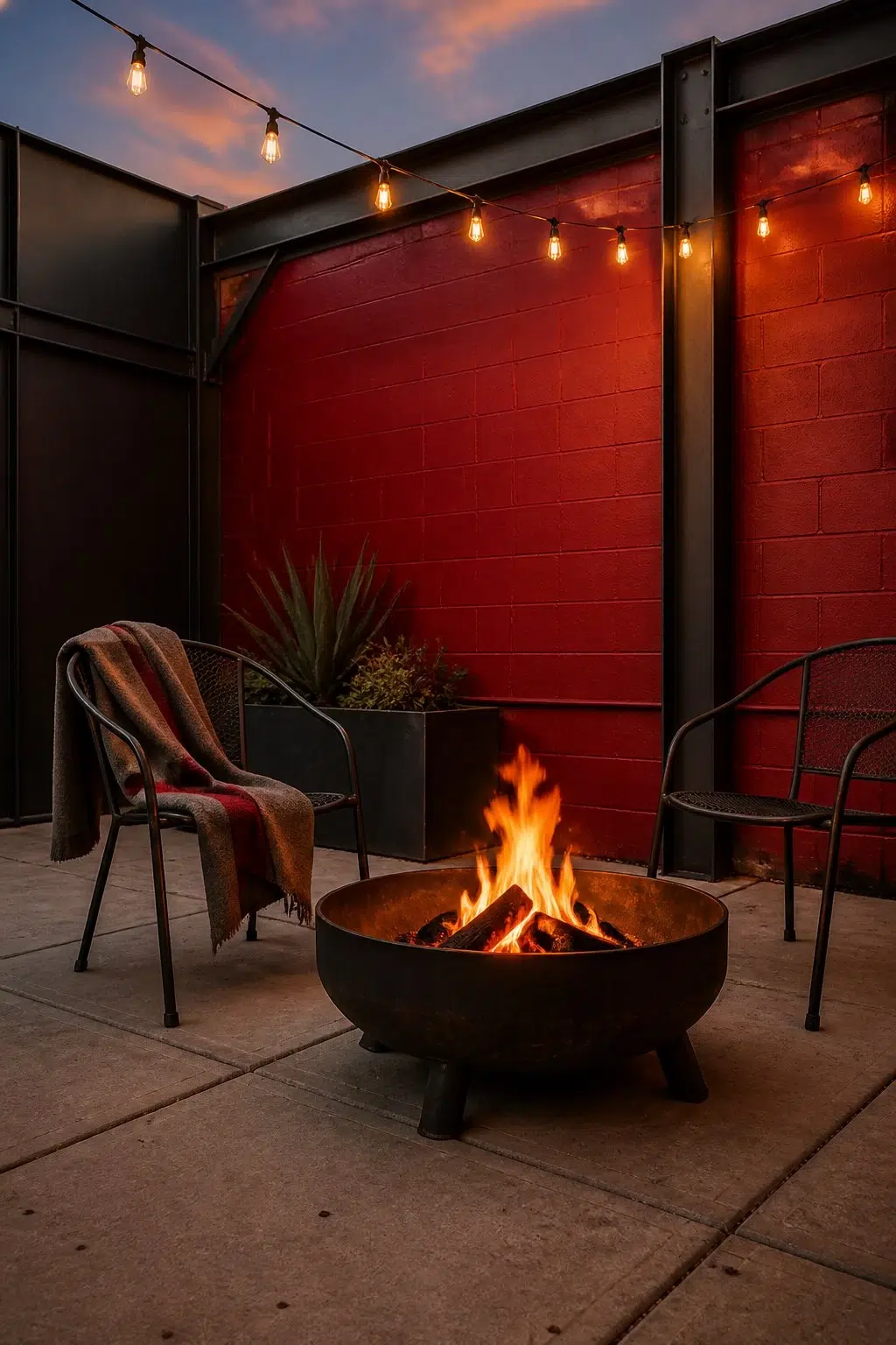 industrial patio featuring Cardinal by Sherwin-Williams