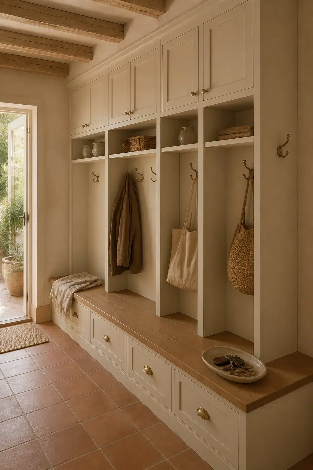 Cargo Pants paint in a earthy mudroom