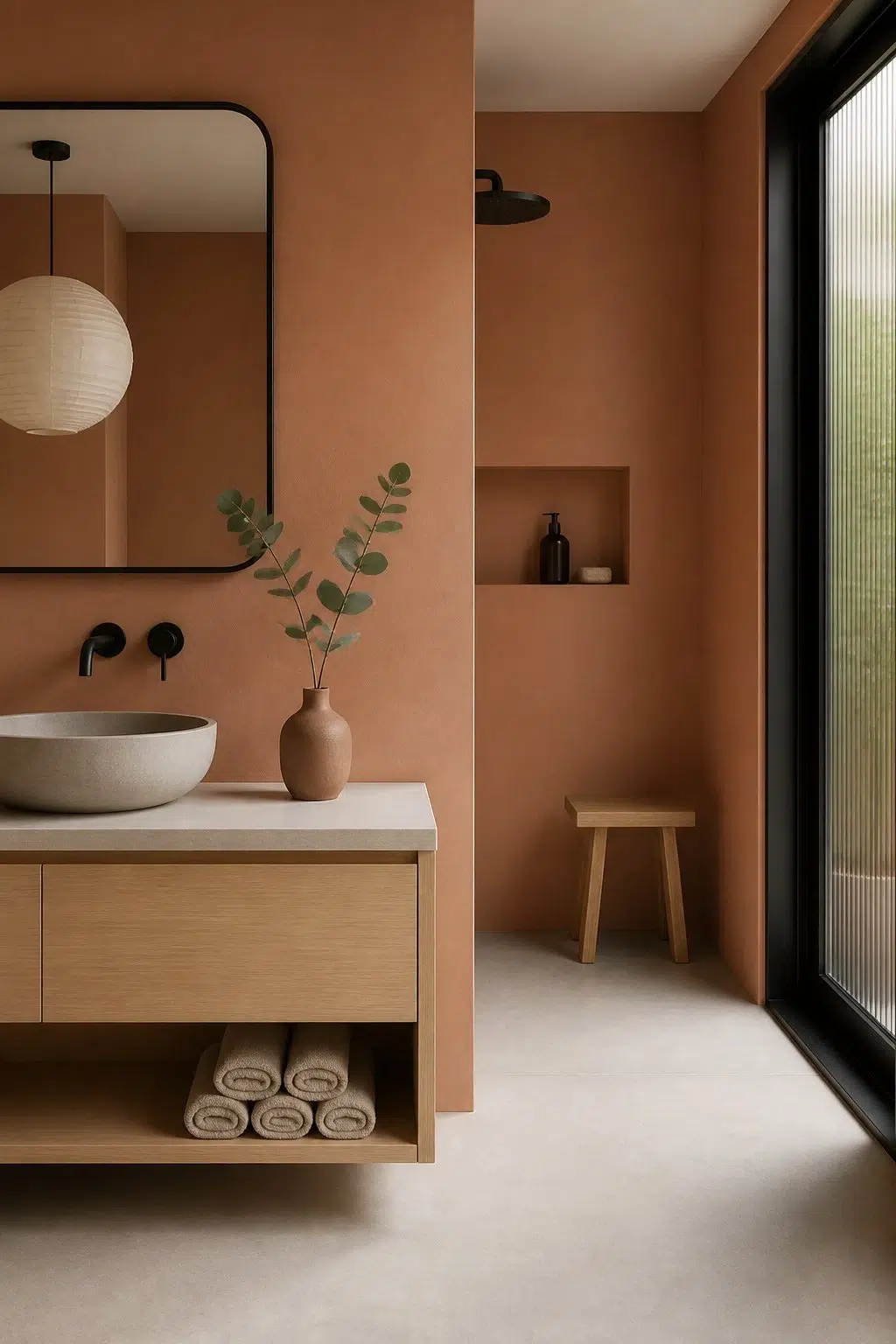 Caribbean Coral — japandi bathroom