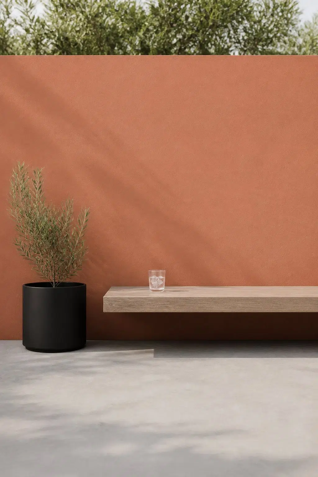 minimalist patio featuring Caribbean Coral by Sherwin-Williams
