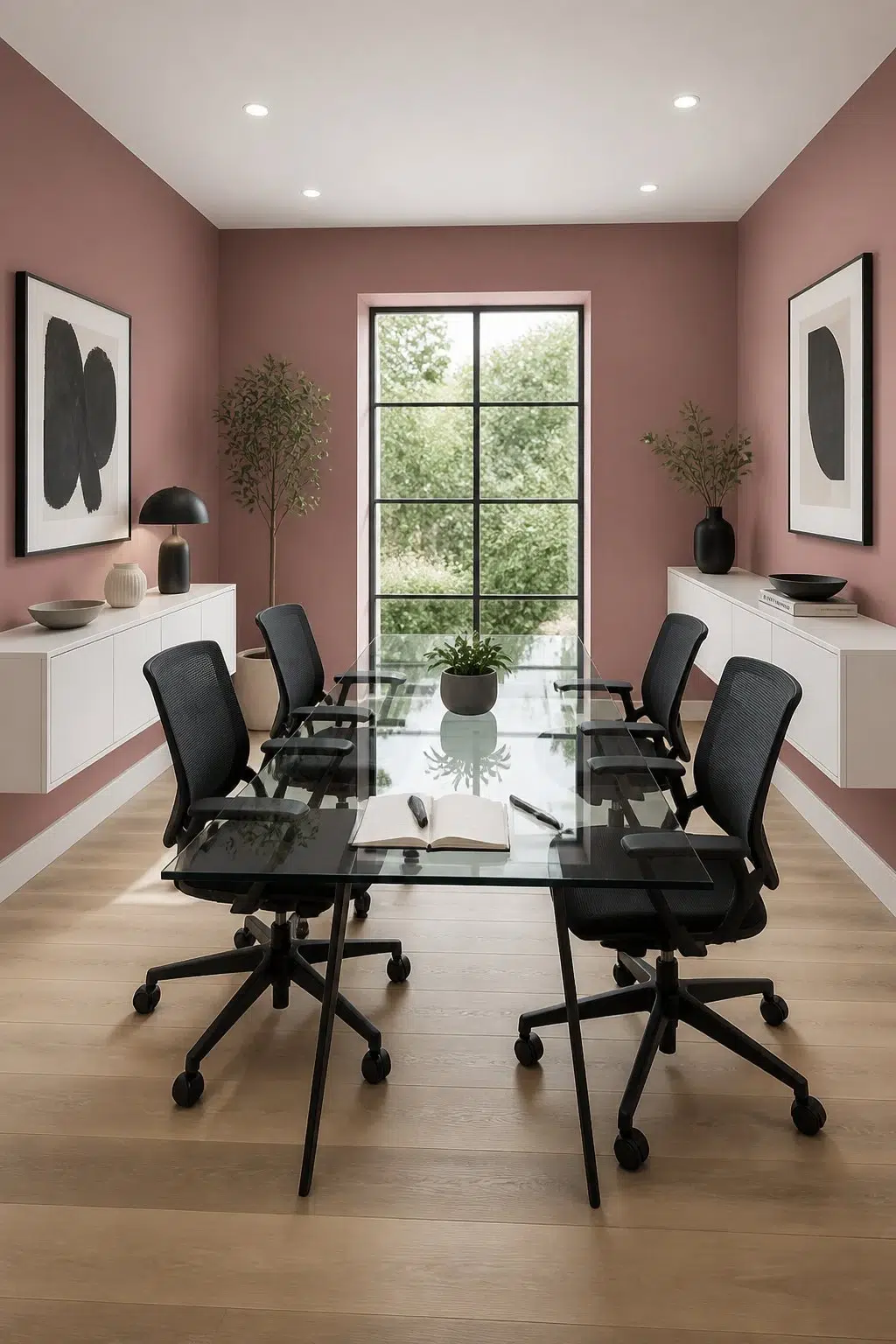 Carley's Rose paint in a contemporary dining room