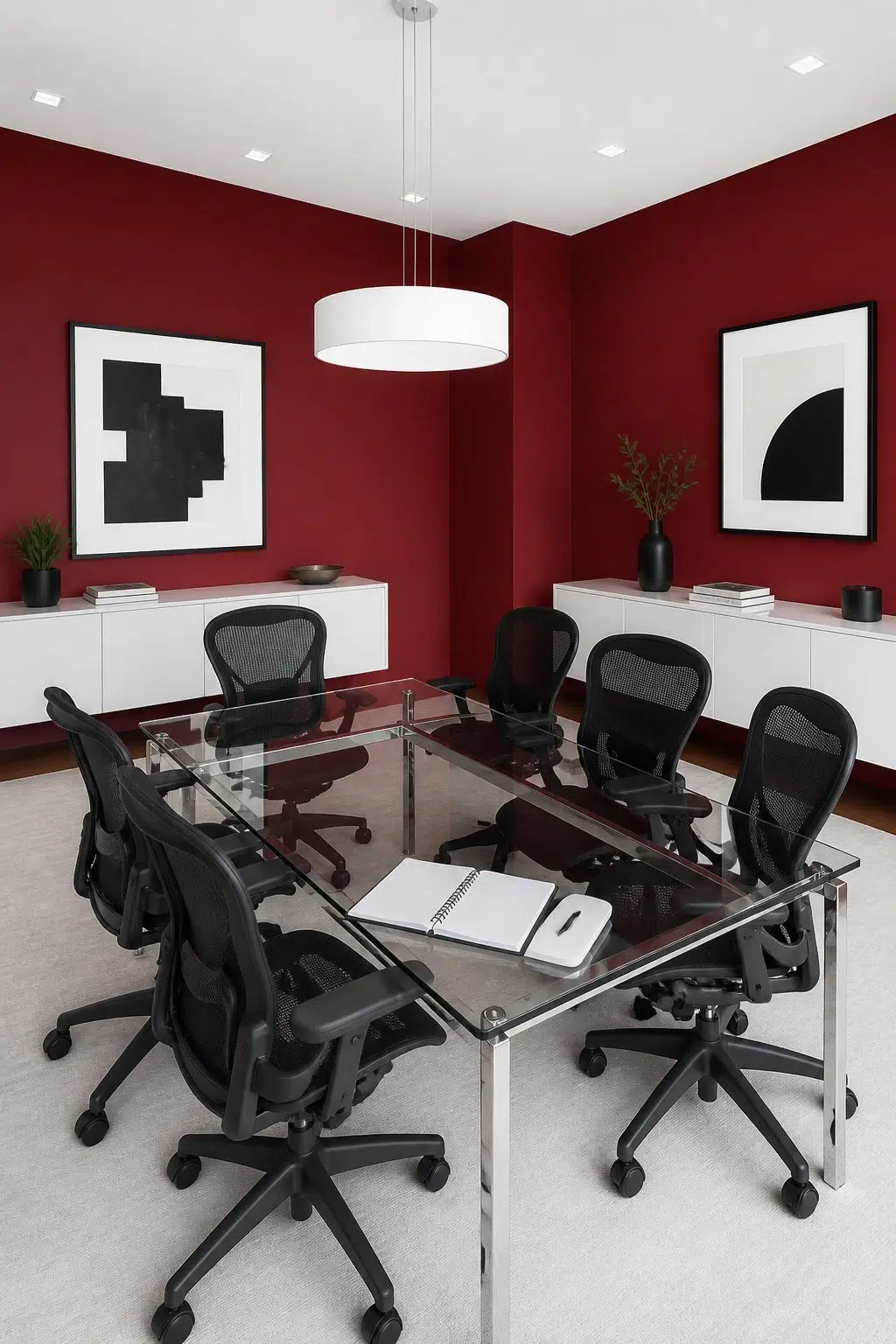 Carmine paint in a contemporary dining room