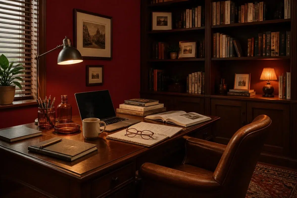 Carmine paint color — Home Office (Warm)