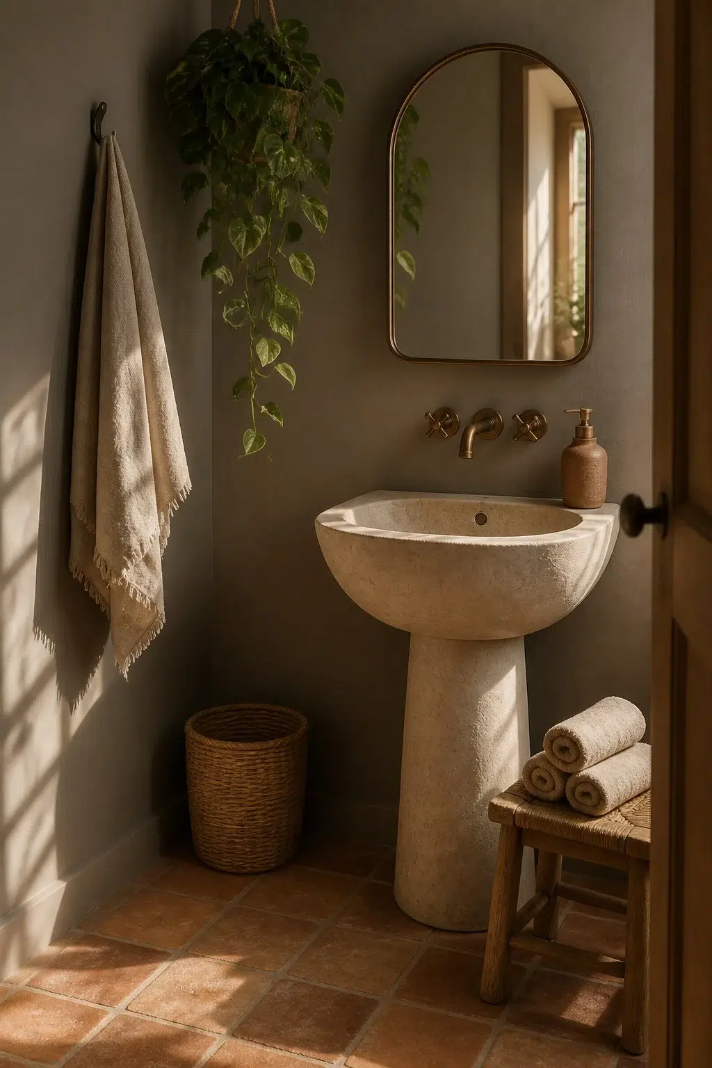 Carriage Stone — earthy bathroom