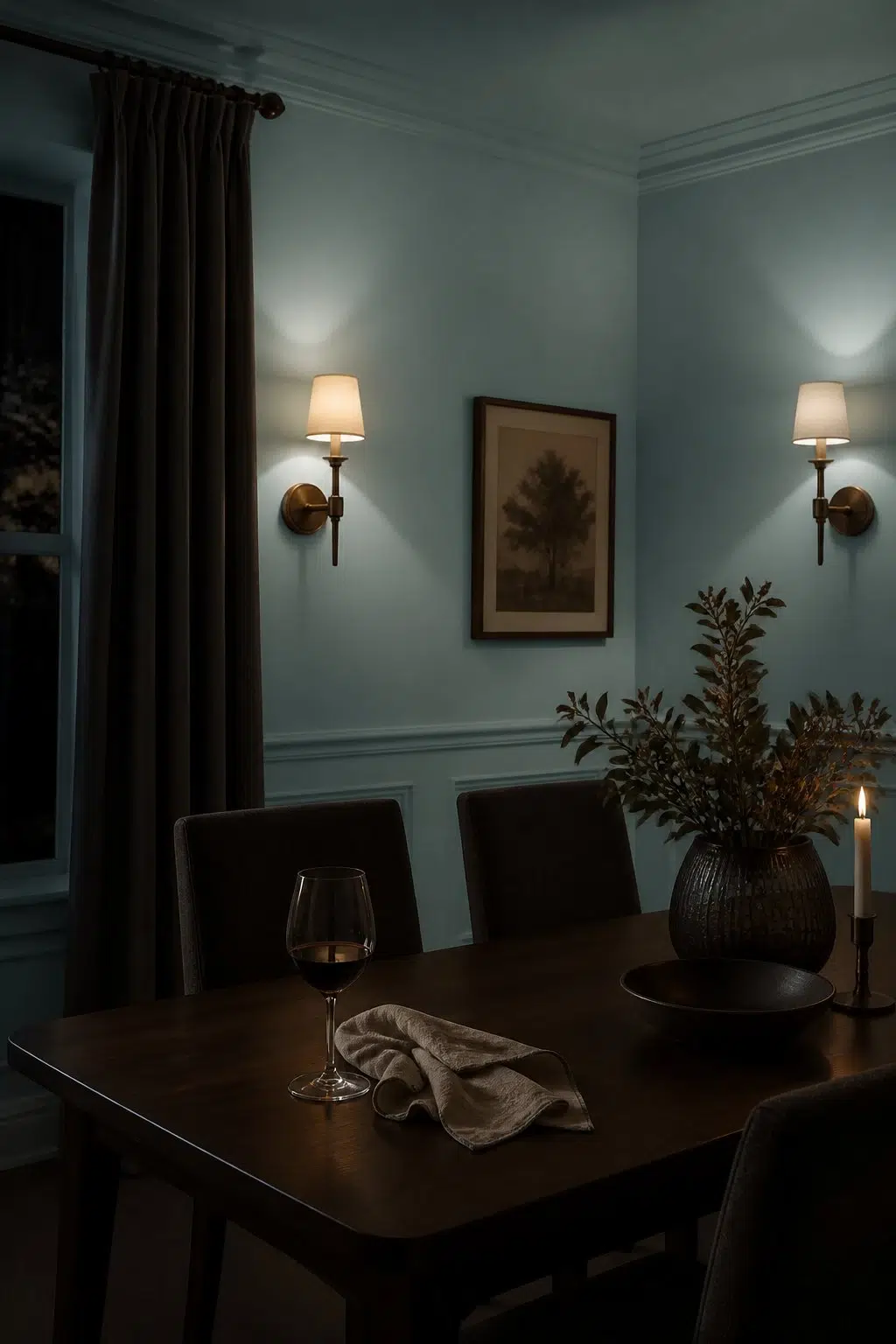 Cay paint in a moody dining room