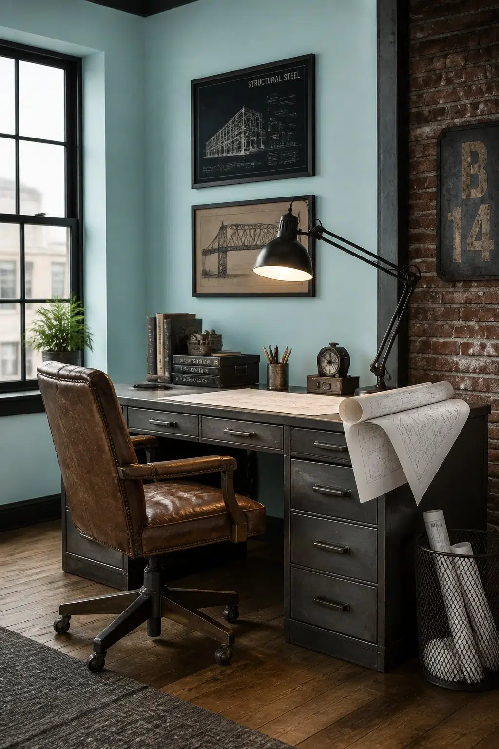 Sherwin-Williams Cay in a industrial home office