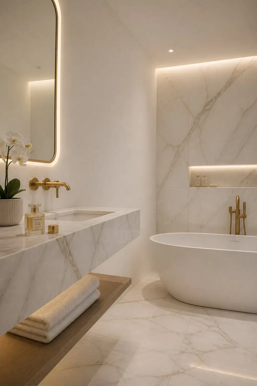 Ceiling Bright White — modern luxury bathroom