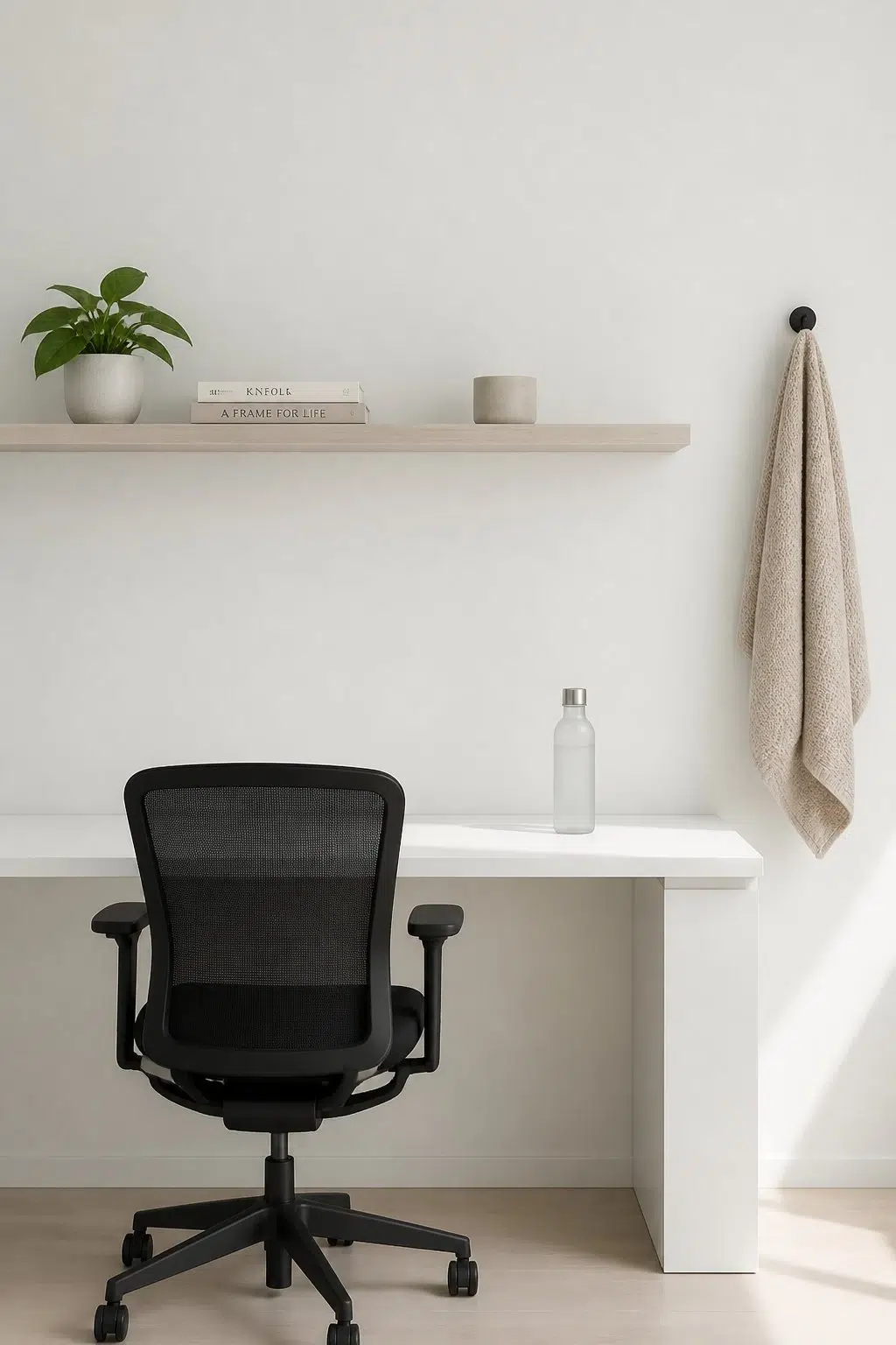 Sherwin-Williams Ceiling Bright White in a minimalist home office