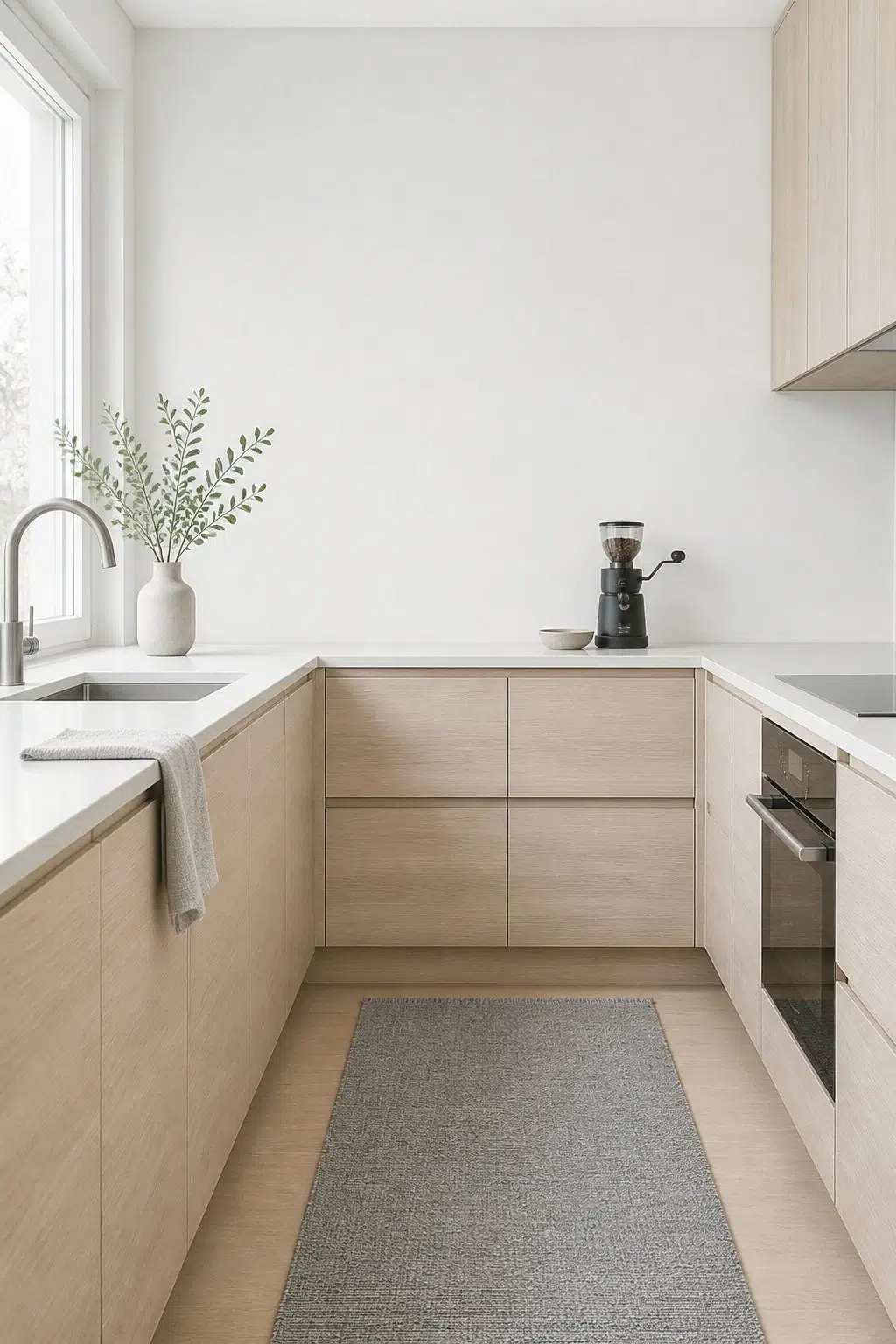 A scandinavian kitchen painted in Ceiling Bright White