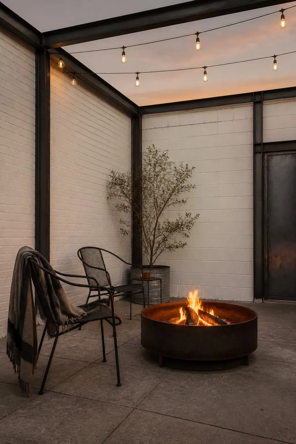 industrial patio featuring Ceiling Bright White by Sherwin-Williams