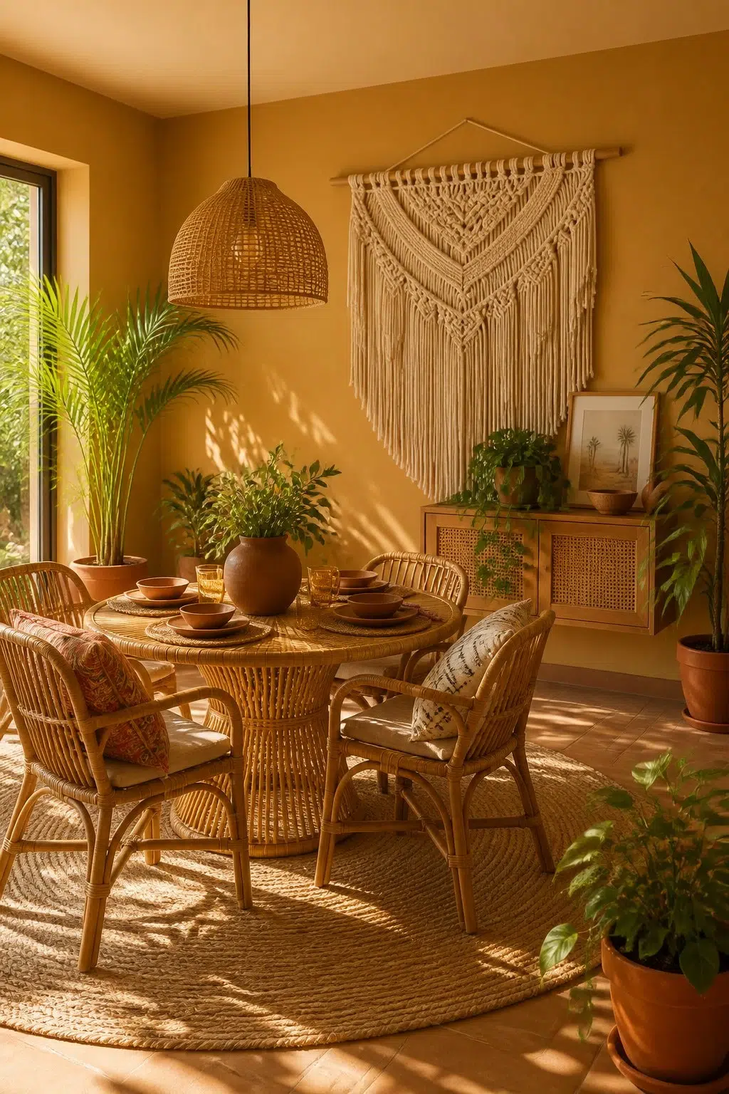 Ceremonial Gold paint in a boho dining room