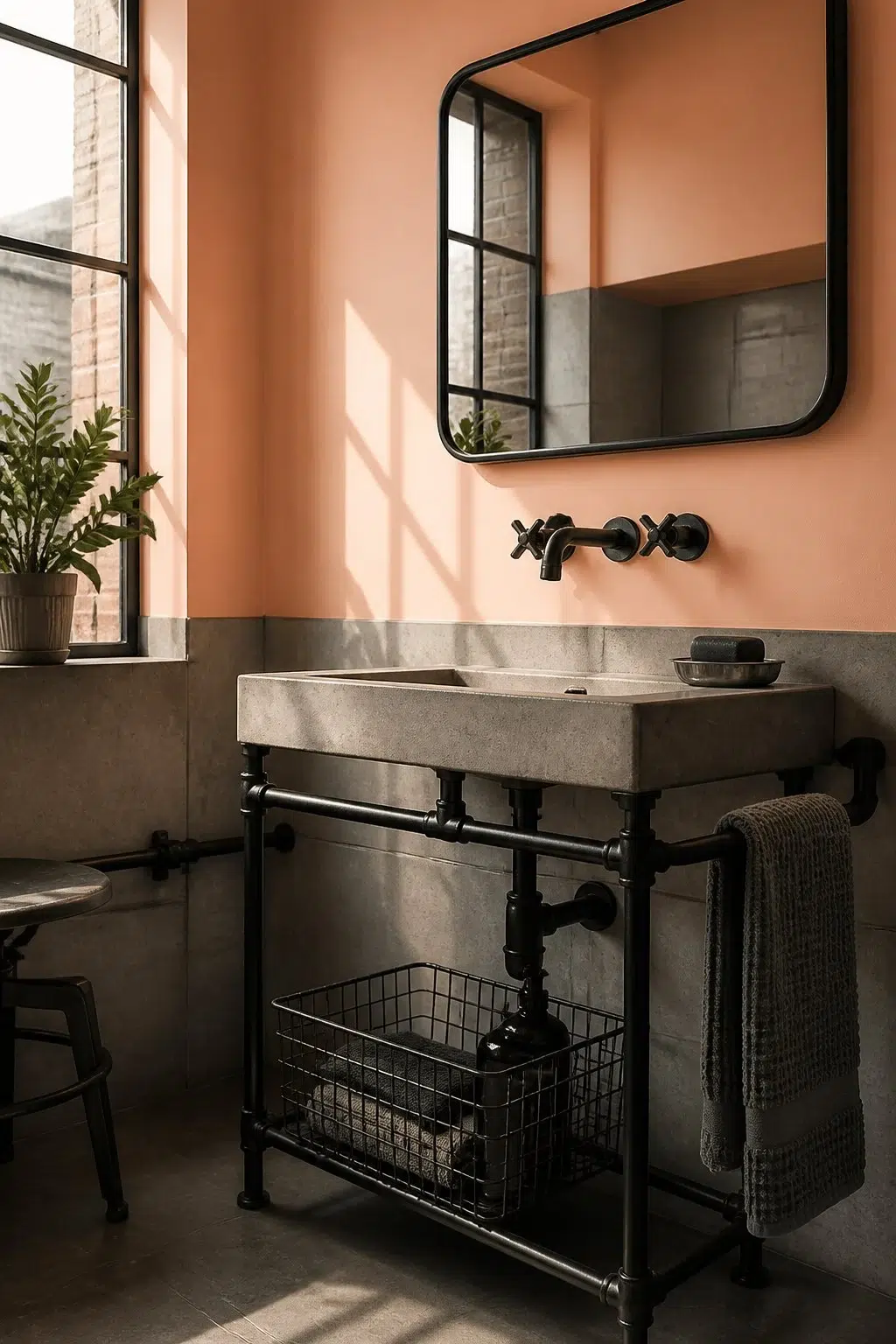Certain Peach — industrial bathroom