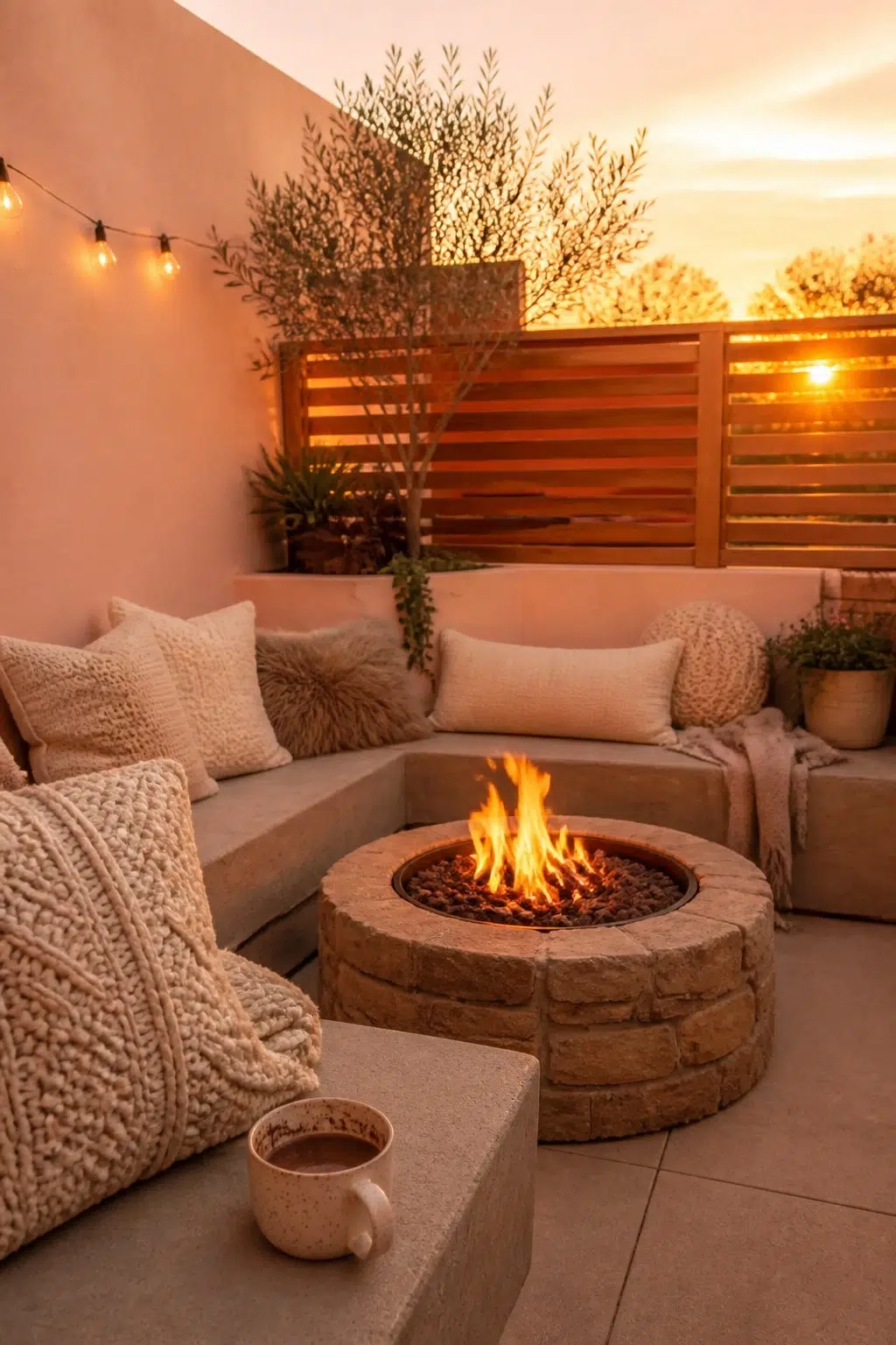 warm patio featuring Certain Peach by Sherwin-Williams