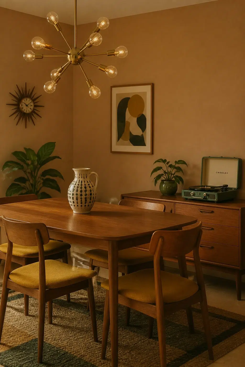 Chamois paint in a mid century dining room