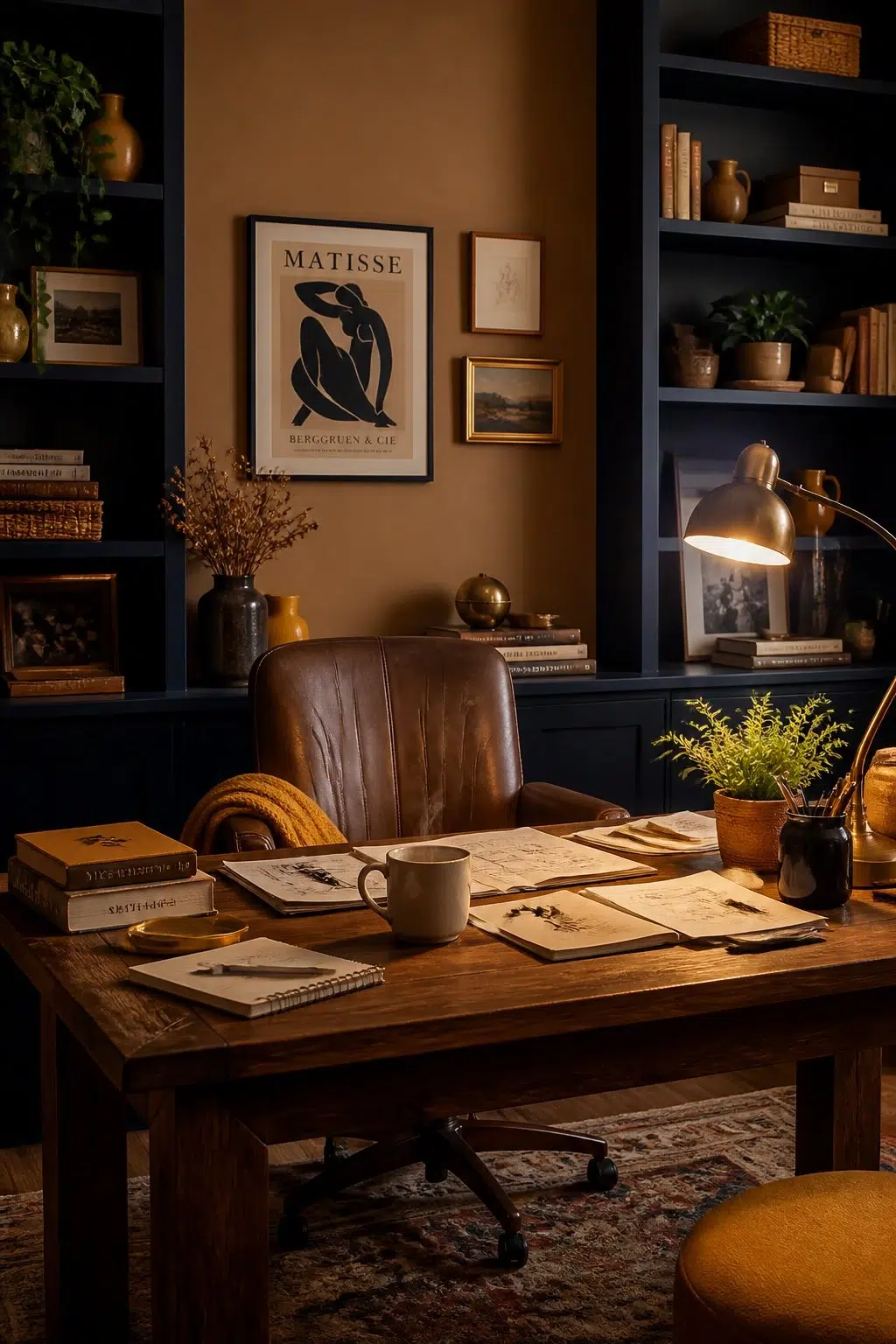 Sherwin-Williams Chamois in a unique home office