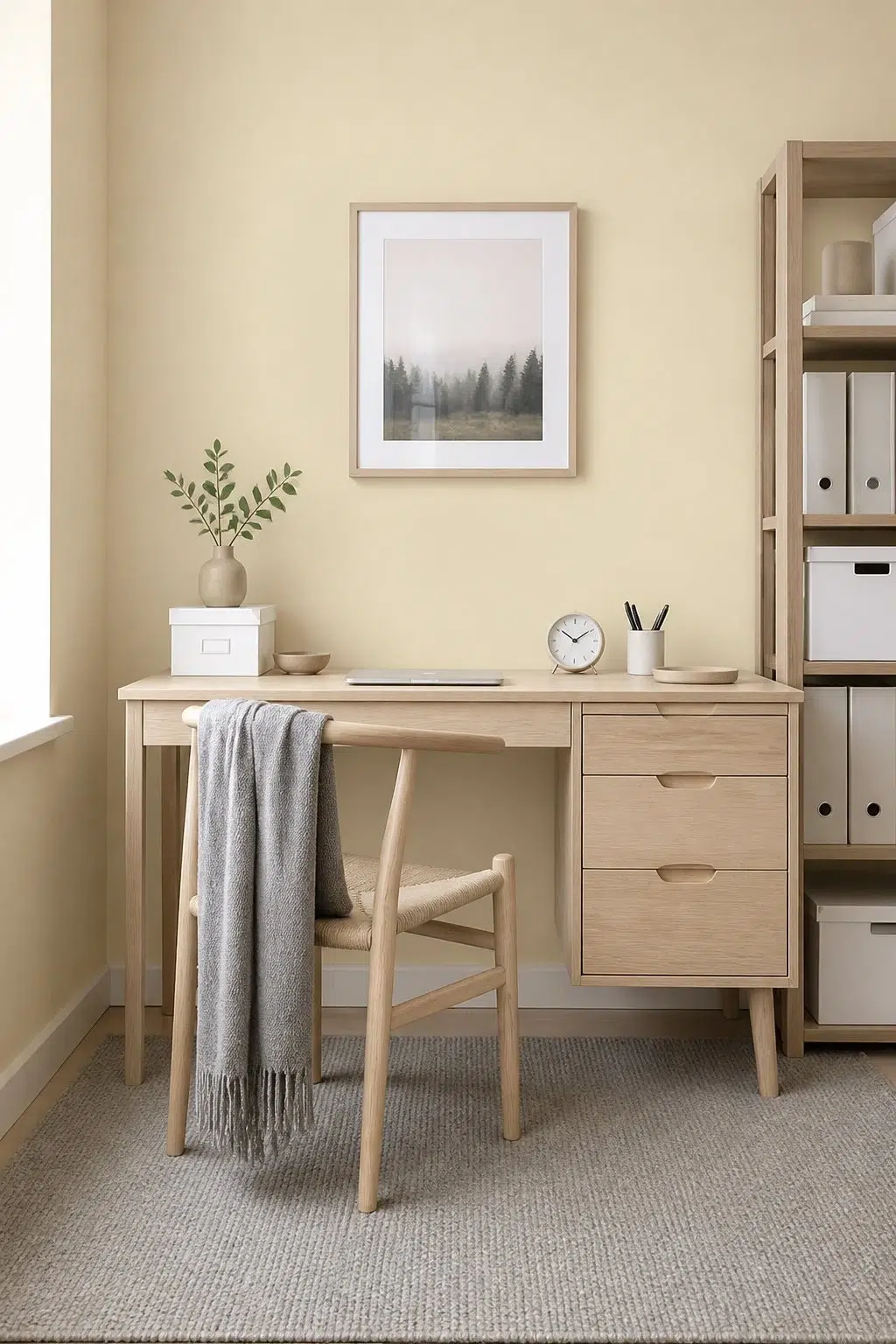 Sherwin-Williams Chamomile in a scandinavian home office