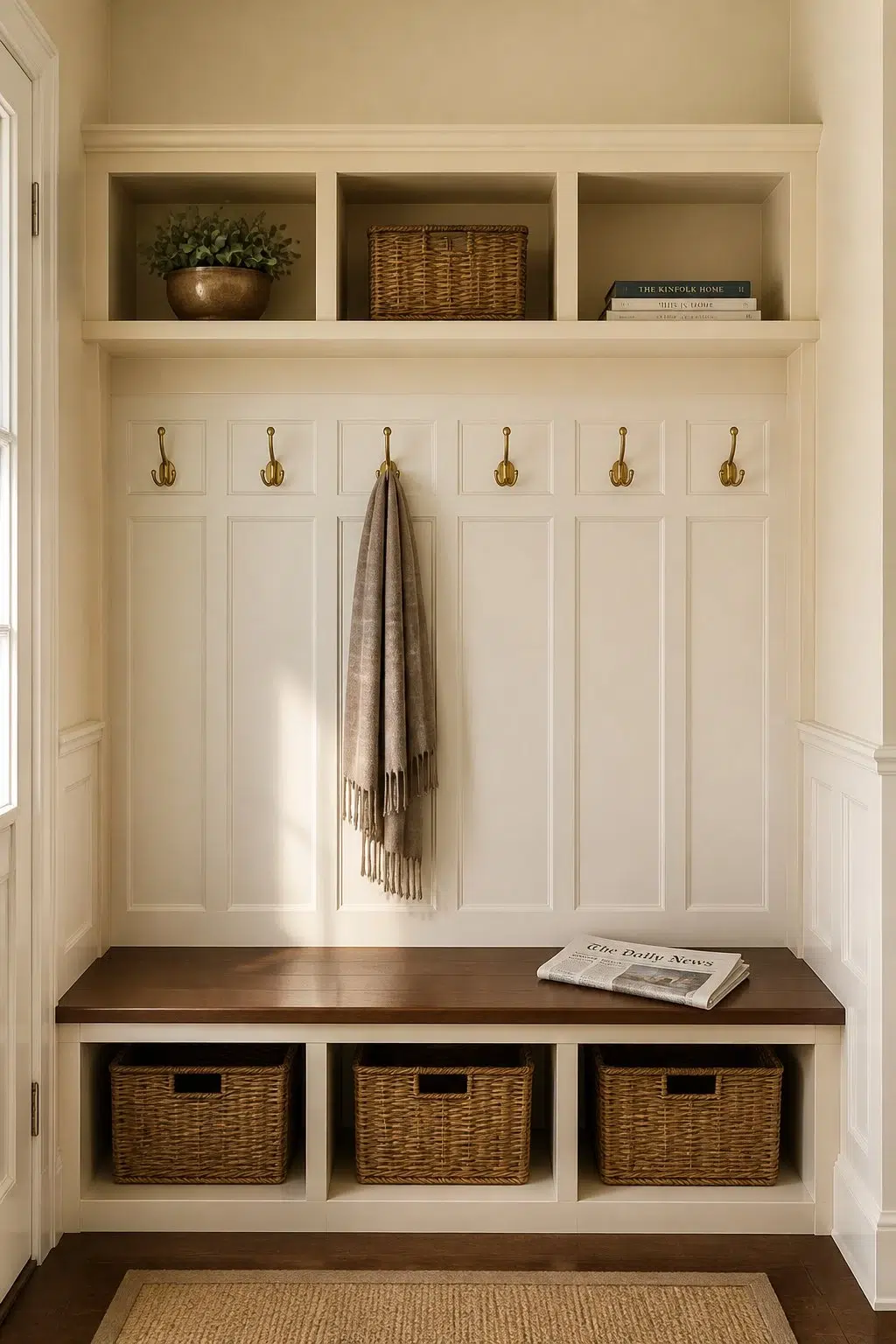 Chamomile paint in a traditional mudroom