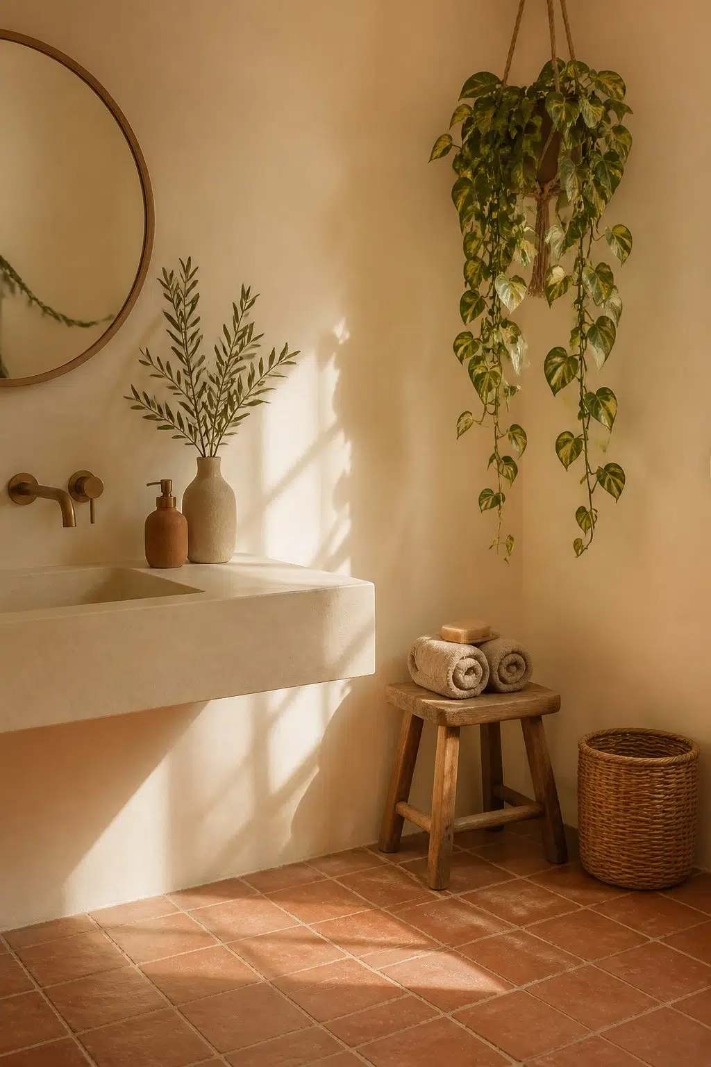 Champagne — earthy bathroom