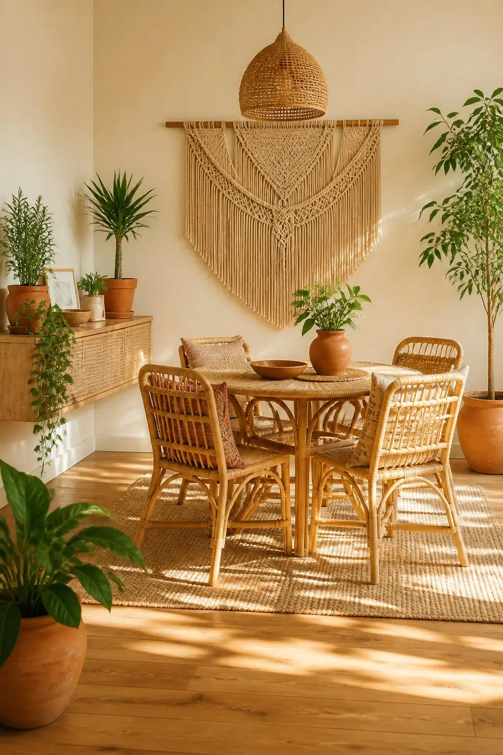 Champagne paint in a boho dining room
