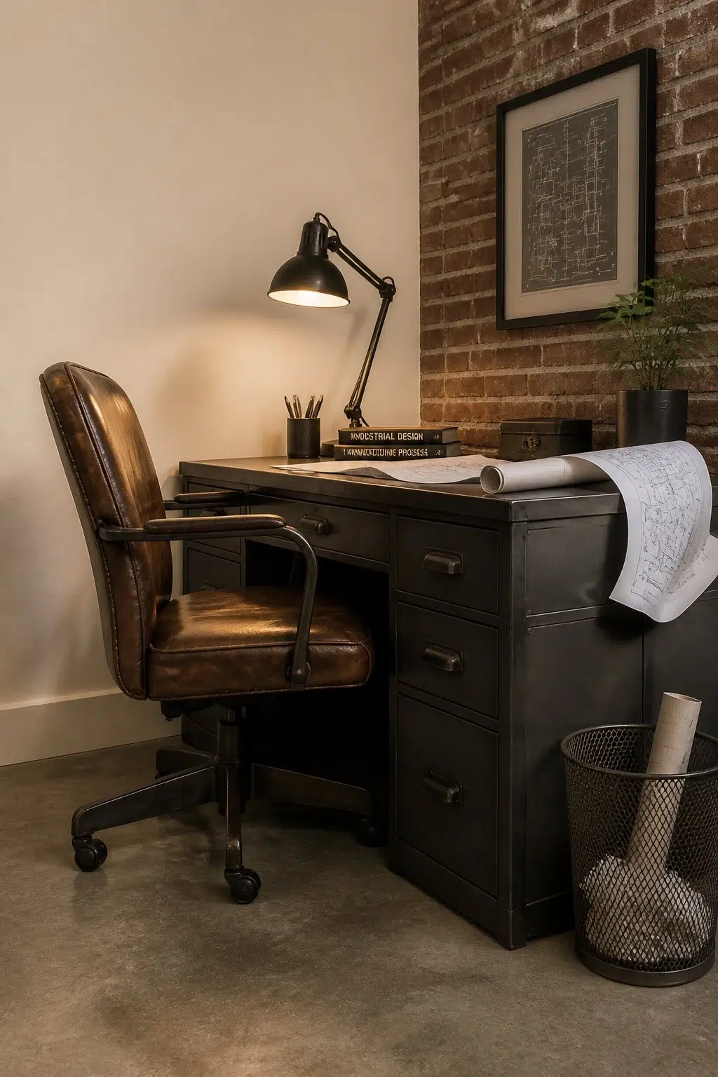 Sherwin-Williams Champagne in a industrial home office