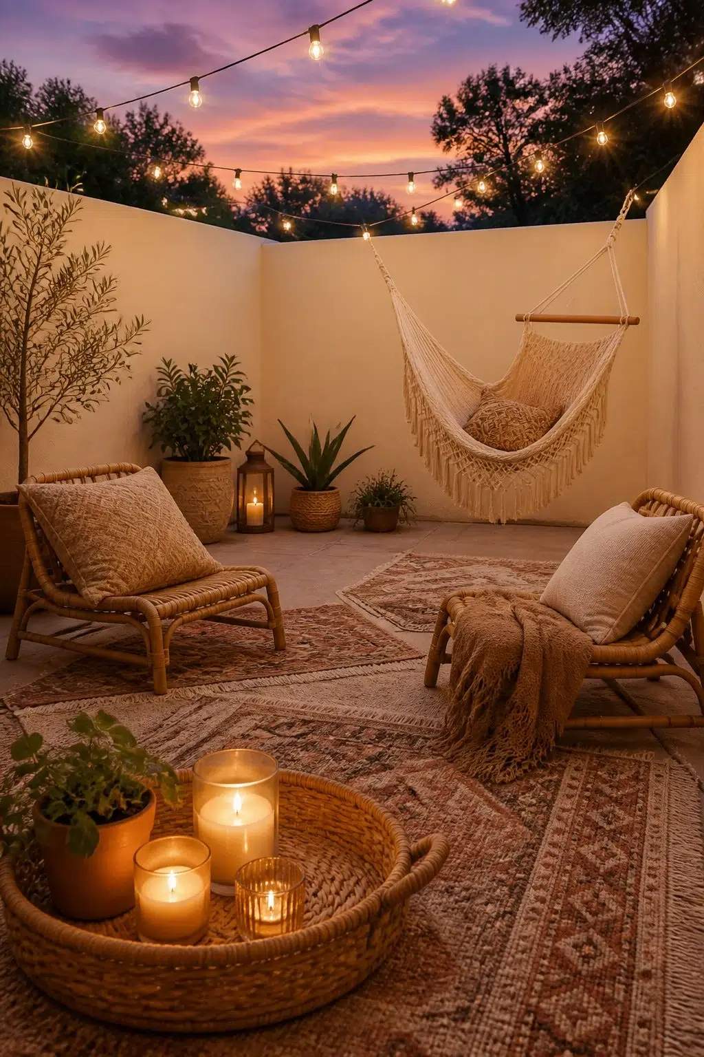 boho patio featuring Champagne by Sherwin-Williams