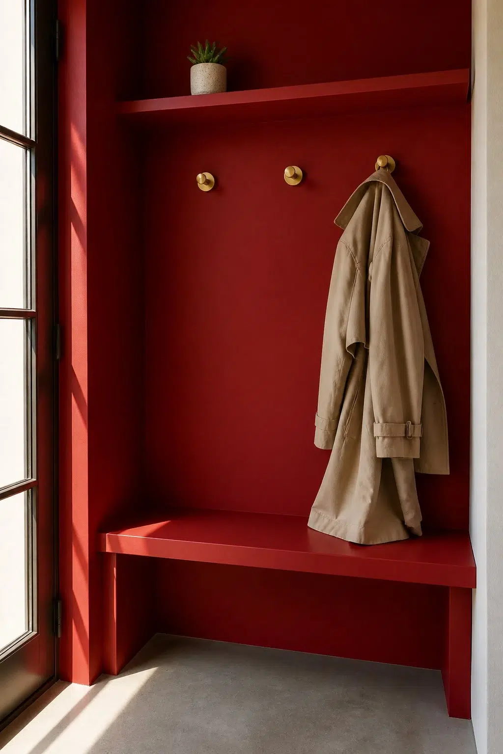Chanticleer paint in a tiny mudroom