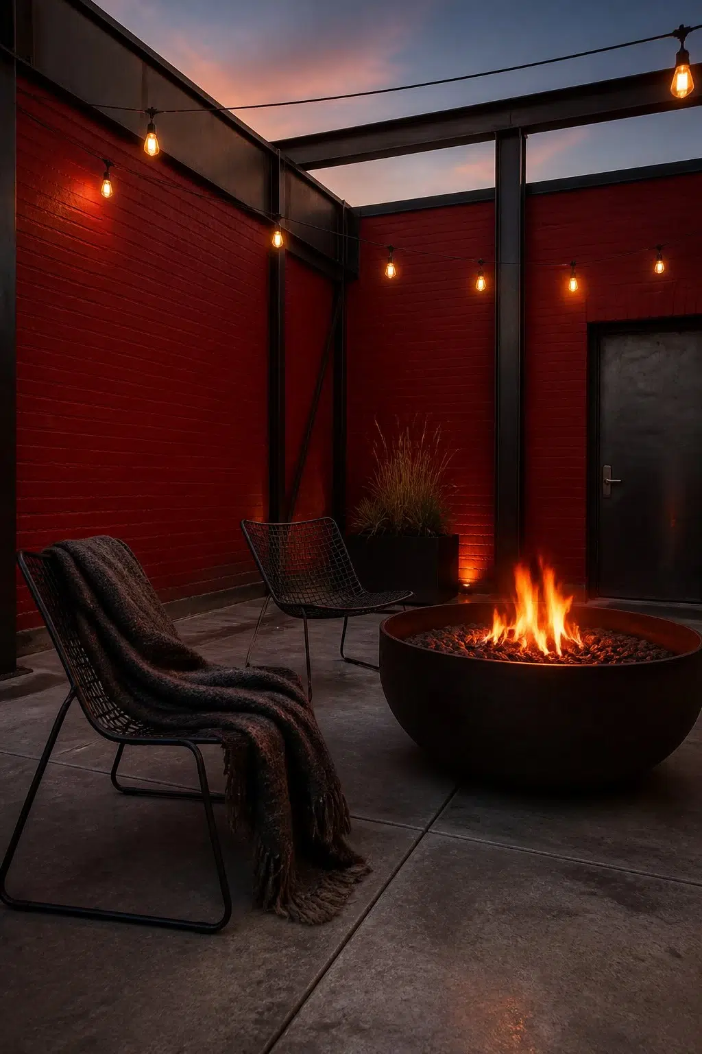 industrial patio featuring Chanticleer by Sherwin-Williams