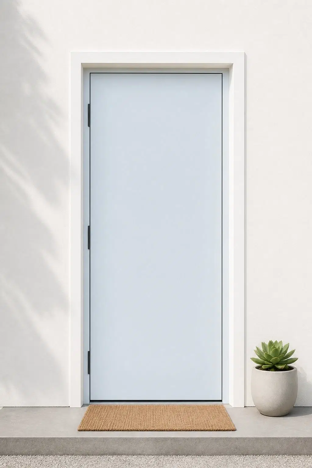 minimalist front door featuring Chapeau Violet by Sherwin-Williams