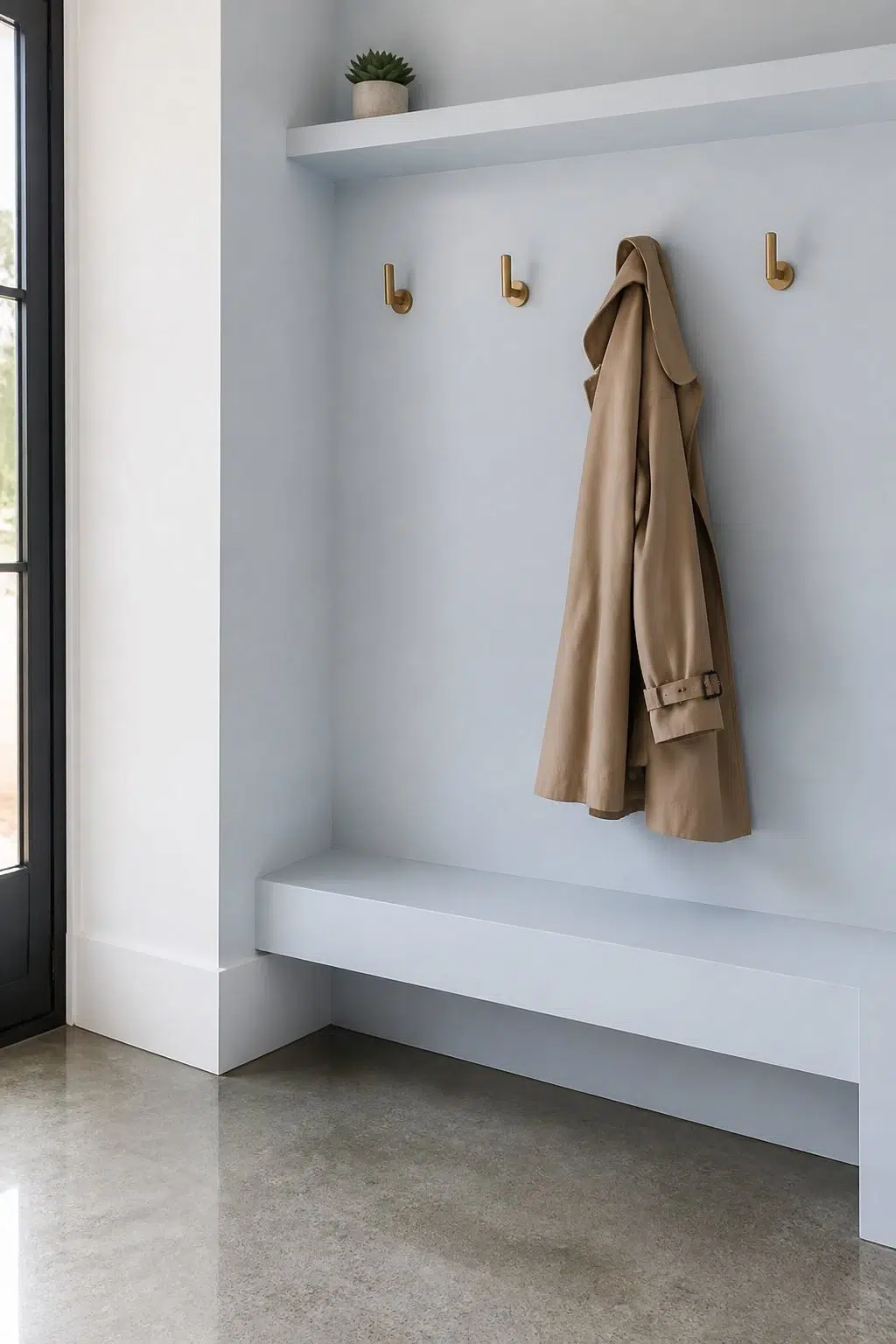 Chapeau Violet paint in a tiny mudroom