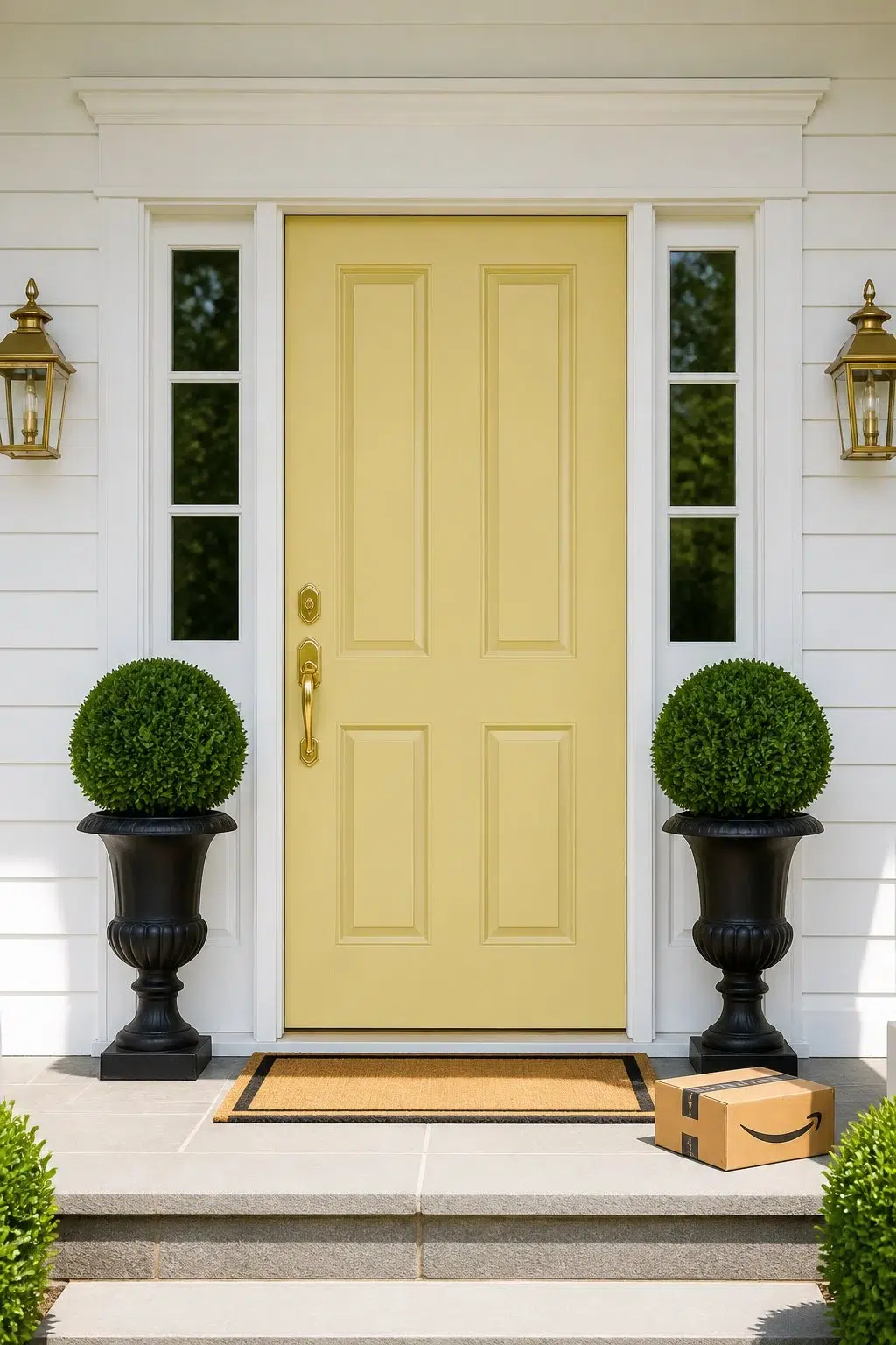 classy front door featuring Chartreuse by Sherwin-Williams