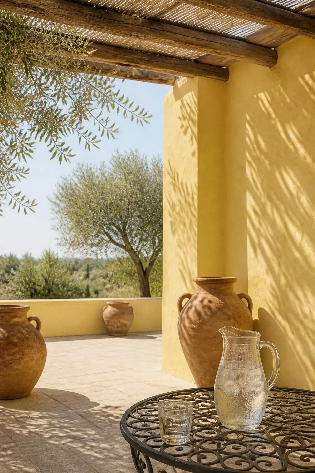 mediterranean patio featuring Chartreuse by Sherwin-Williams