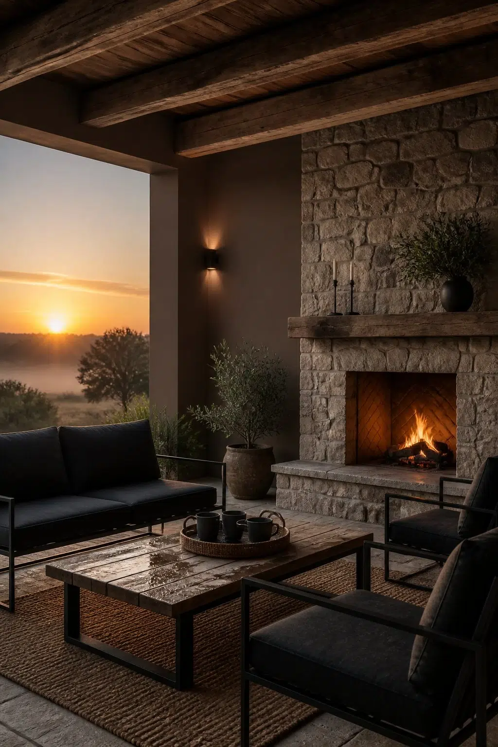 rustic modern patio featuring Chateau Brown by Sherwin-Williams