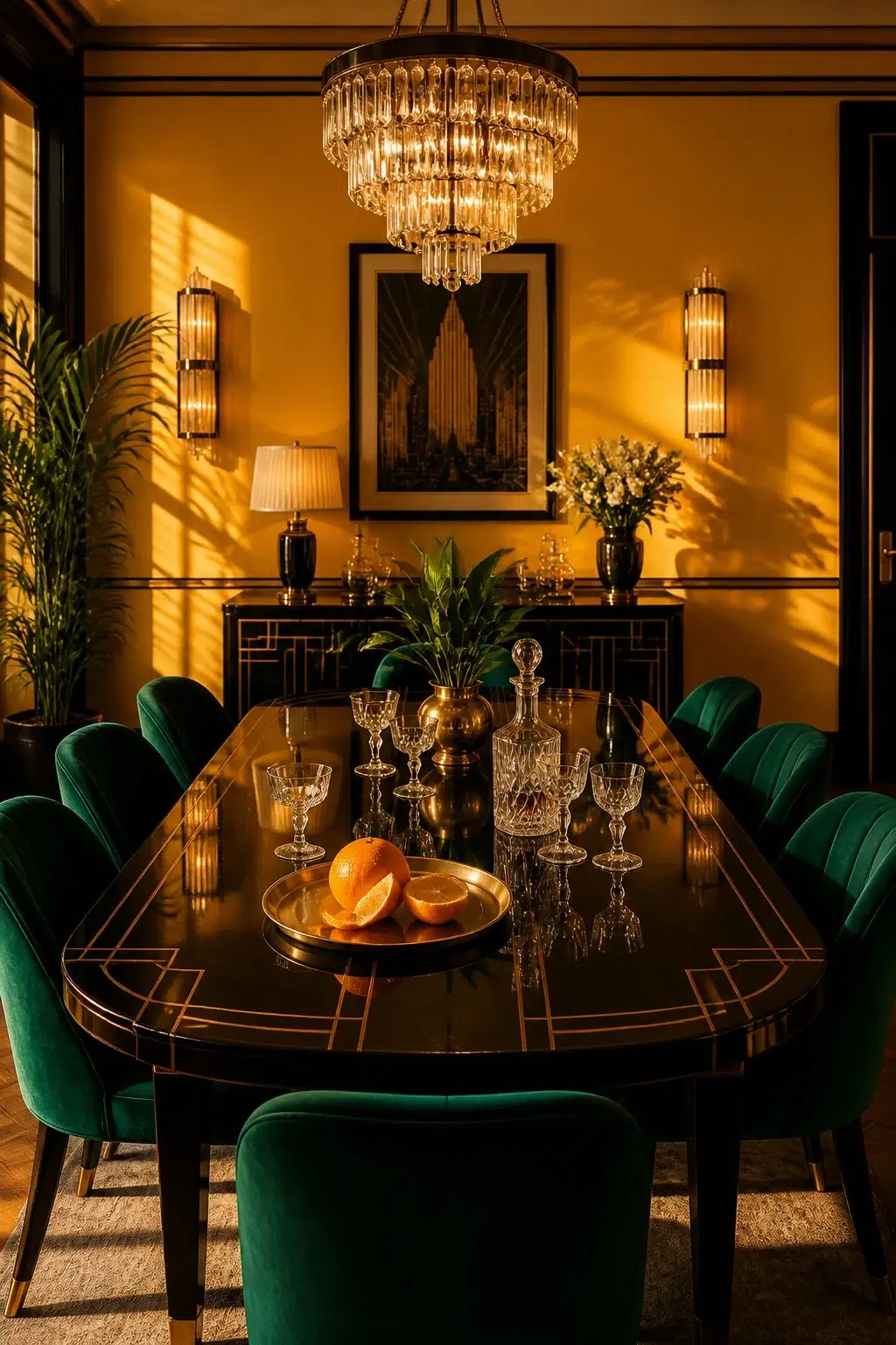 Cheerful paint in a art deco dining room
