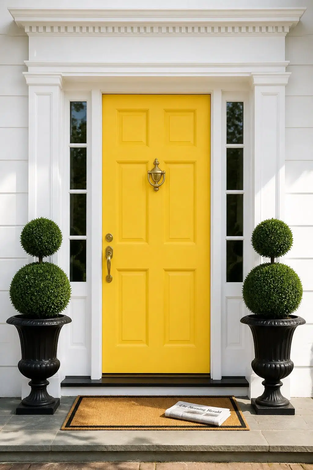 traditional front door featuring Cheerful by Sherwin-Williams
