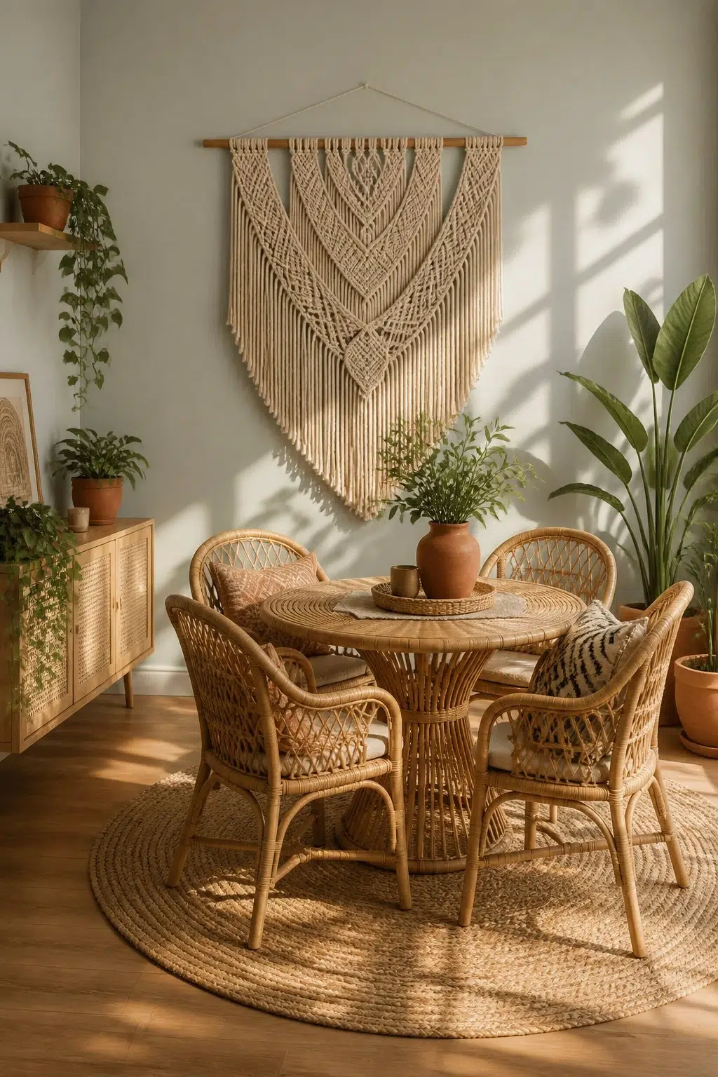Chelsea Gray paint in a boho dining room