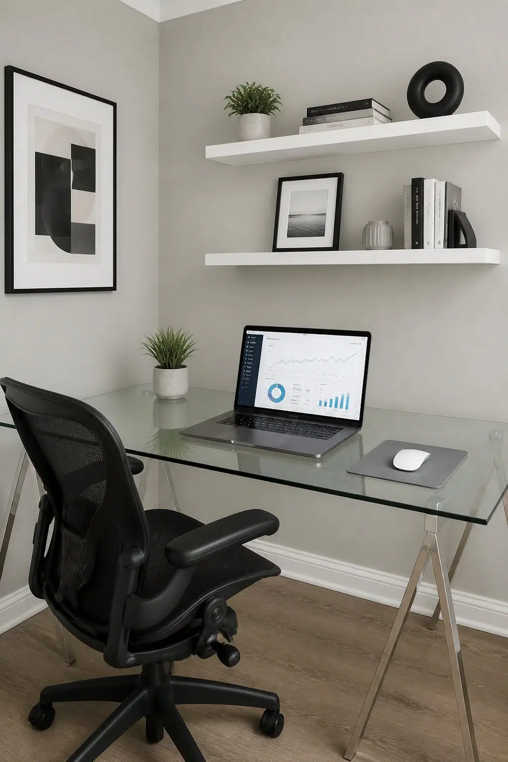 Sherwin-Williams Chelsea Gray in a contemporary home office