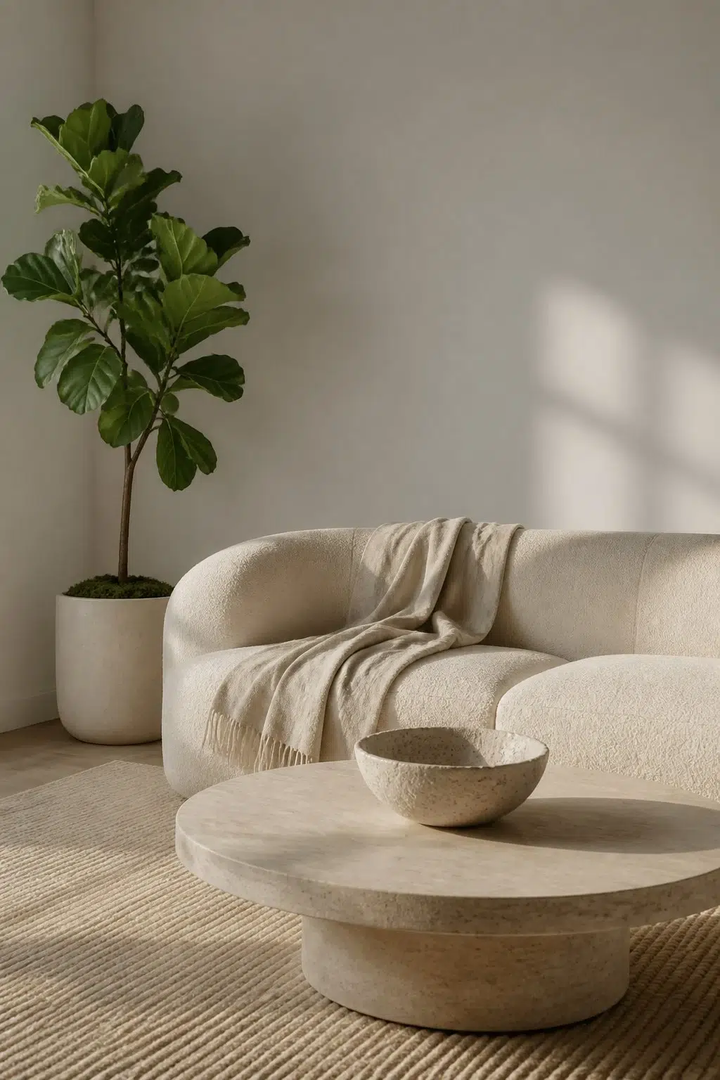 A organic modern living room painted in Chelsea Gray