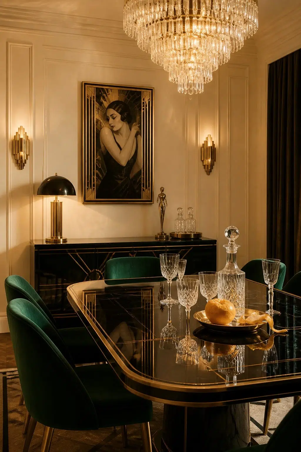 Cherish Cream paint in a art deco dining room