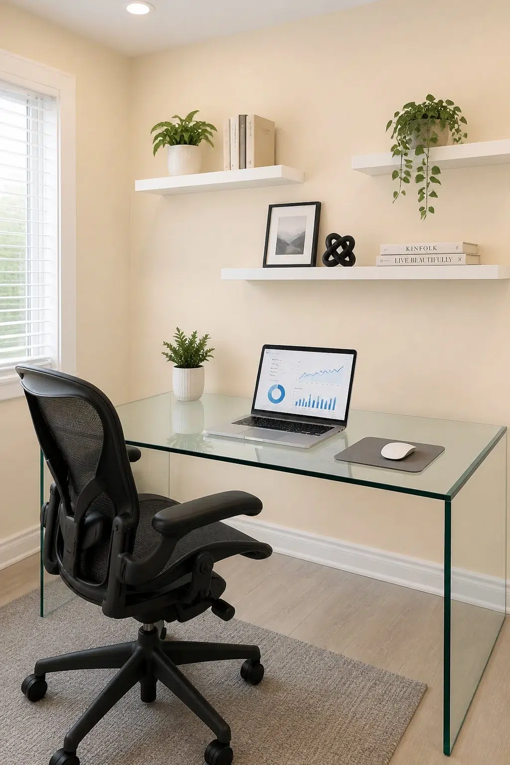 Sherwin-Williams Cherish Cream in a contemporary home office