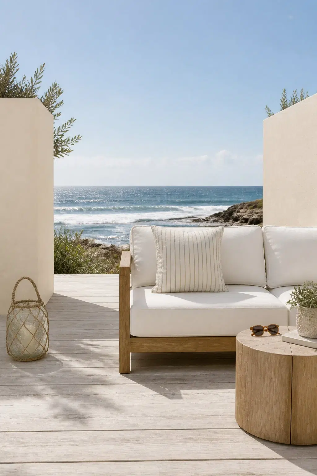 coastal patio featuring Cherish Cream by Sherwin-Williams