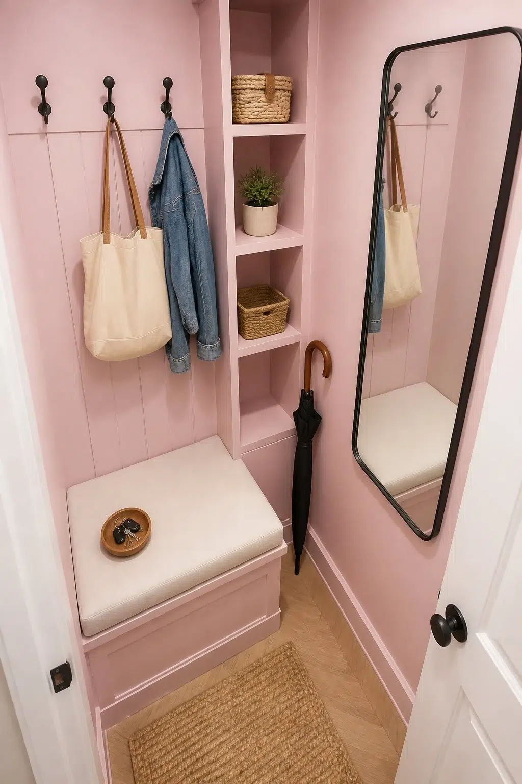 Childlike paint in a small mudroom