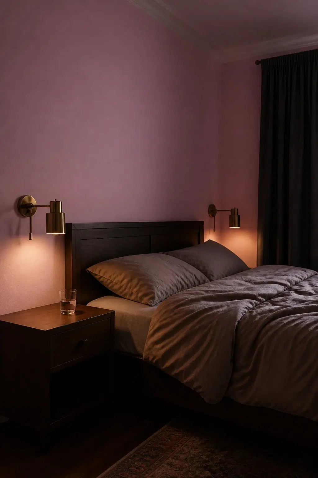 A moody bedroom painted in Child's Play