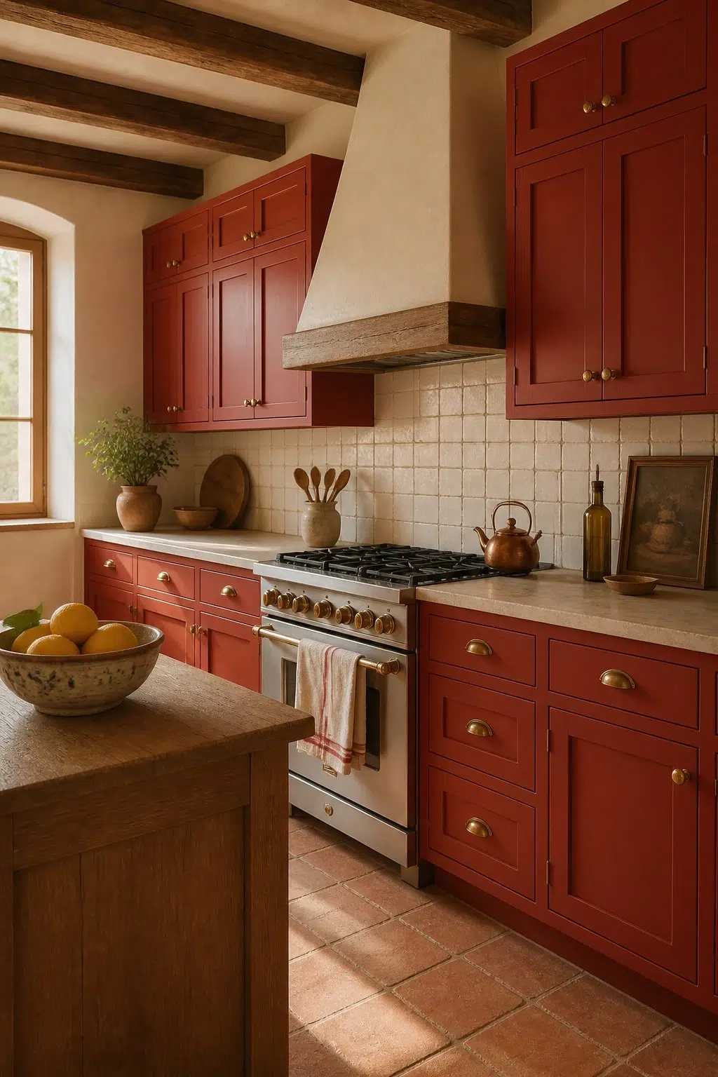 Chinese Red — earthy kitchen