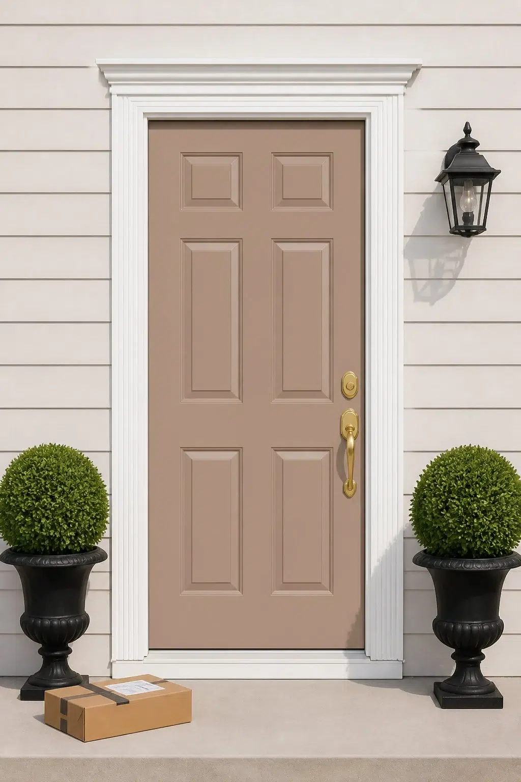 classy front door featuring Chocolate Powder by Sherwin-Williams