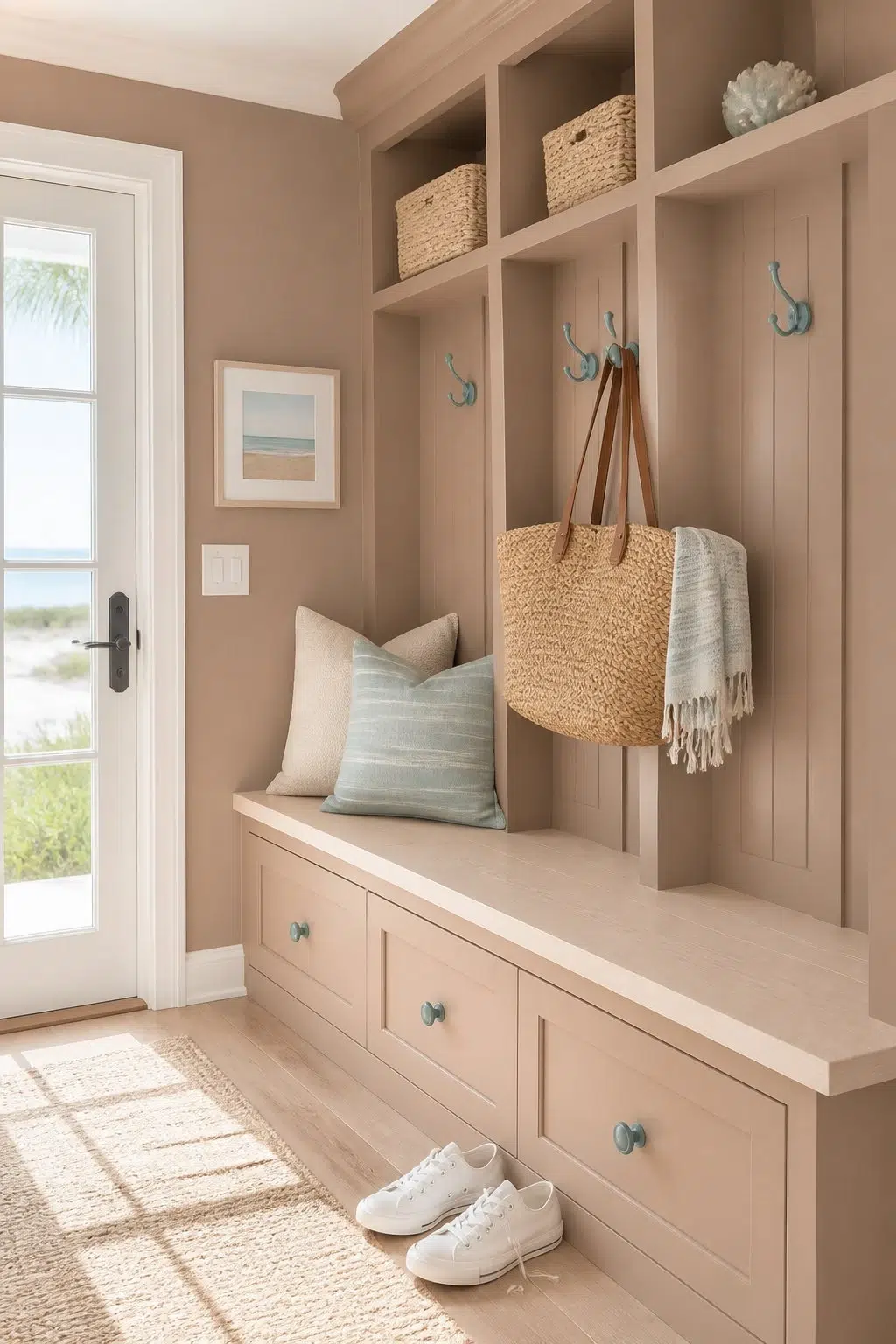 Chocolate Powder paint in a coastal mudroom