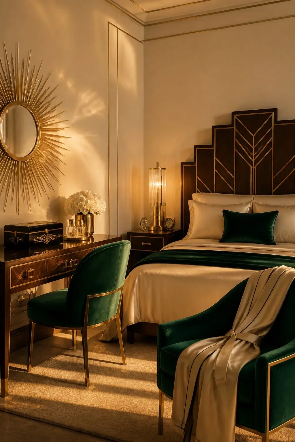 A art deco bedroom painted in Chopsticks