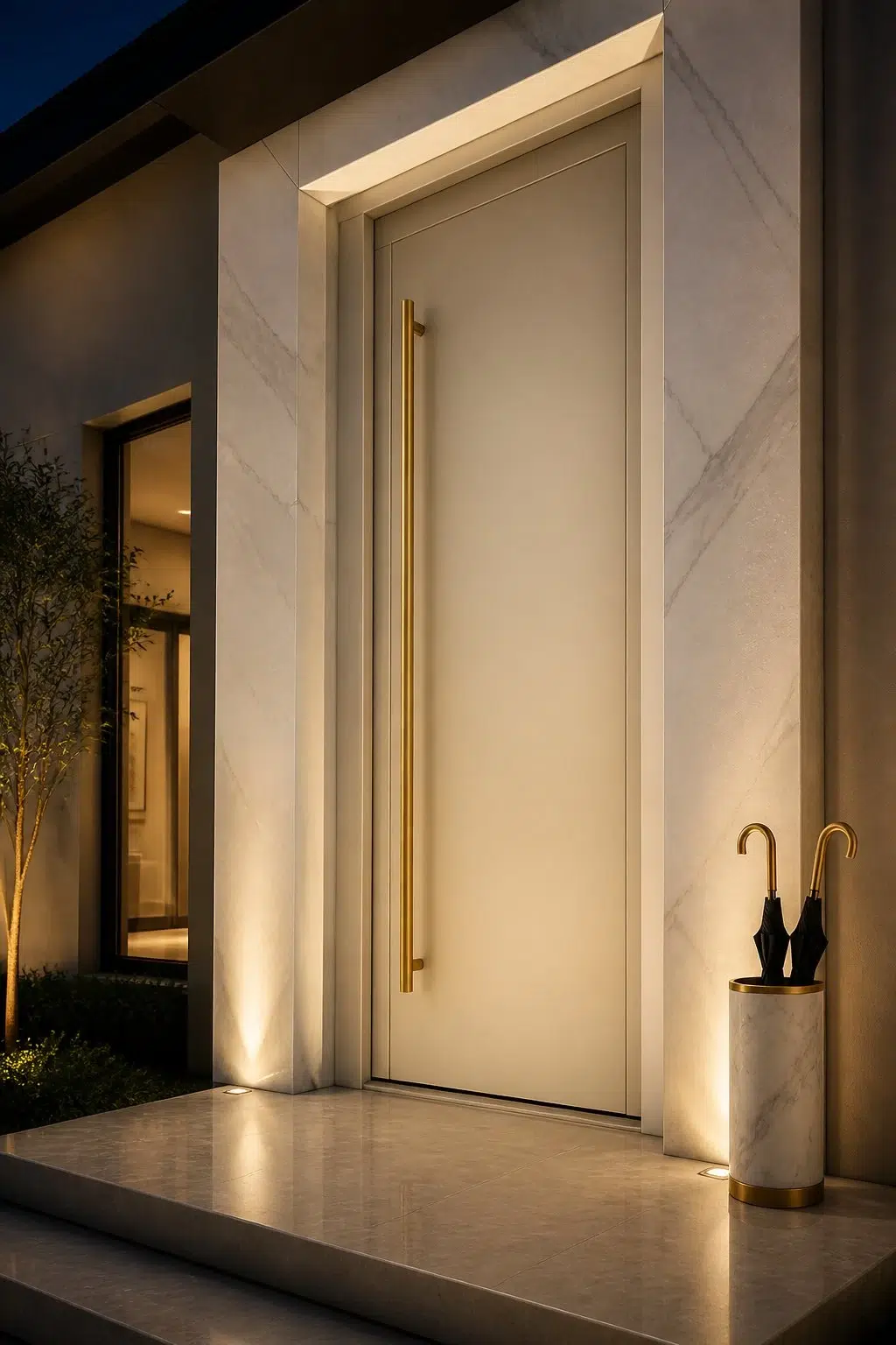 modern luxury front door featuring Chopsticks by Sherwin-Williams
